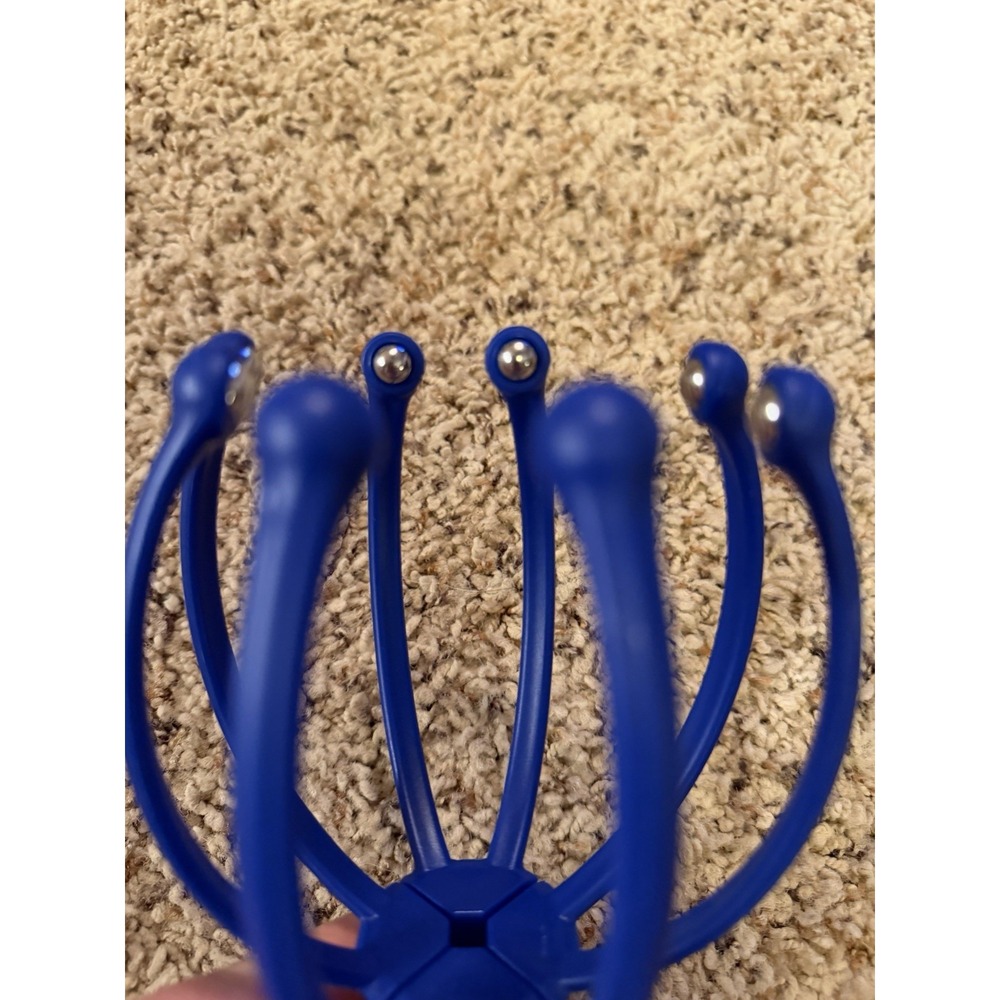 Blue Scalp Massager- Plastic, steel ball, Massage Head, Eight Legs - Picture 3 of 5